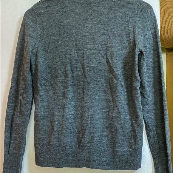 Grey crewneck cardigan with black lace vest - Picture 2 of 5